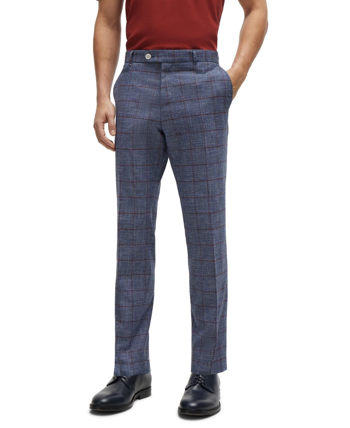 Boss by Hugo Boss Mens Plain-Checked Slim-Fit Trousers Product Image