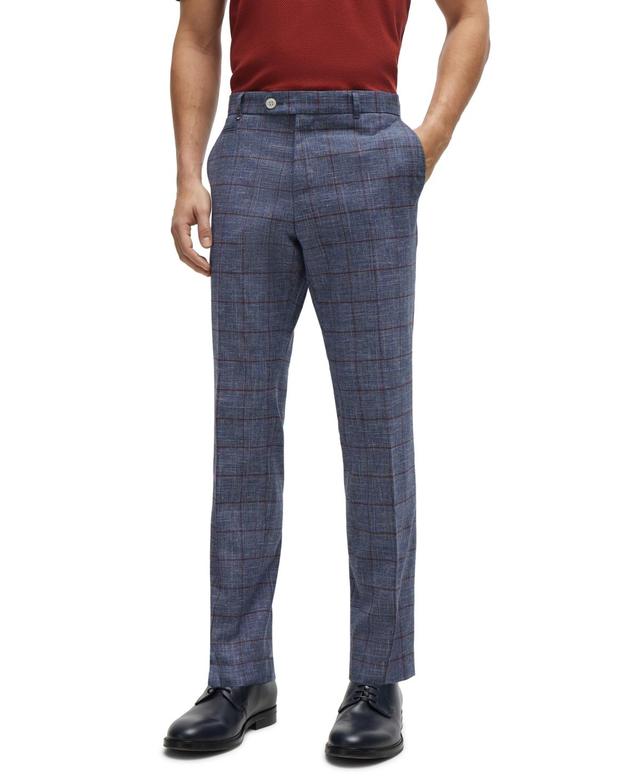 Boss by Hugo Boss Mens Plain-Checked Slim-Fit Trousers Product Image