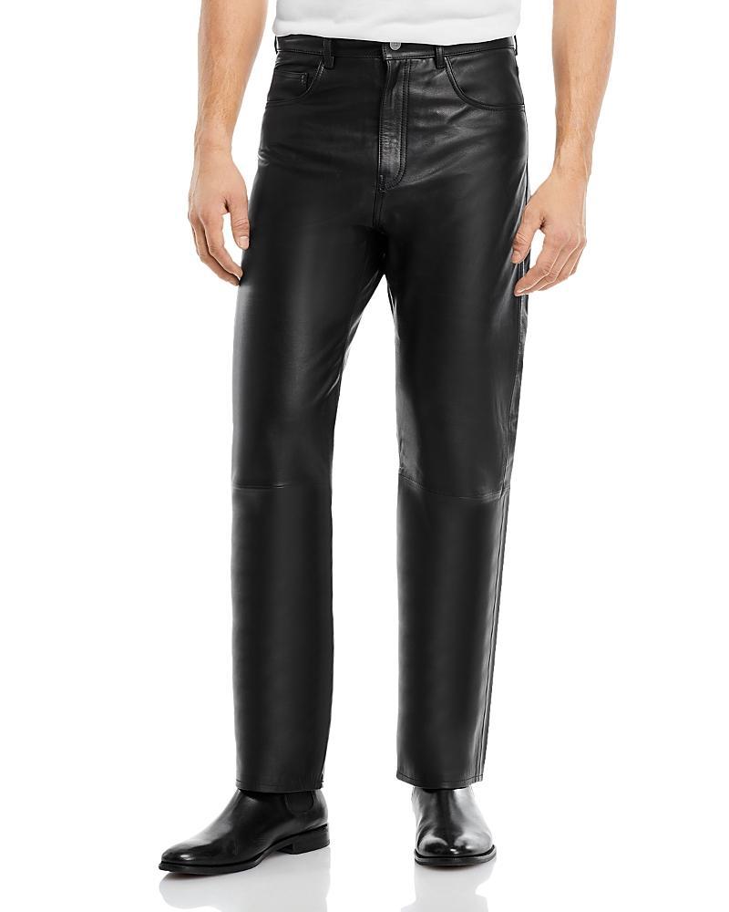 Mens Leather Straight-Leg Pants Product Image