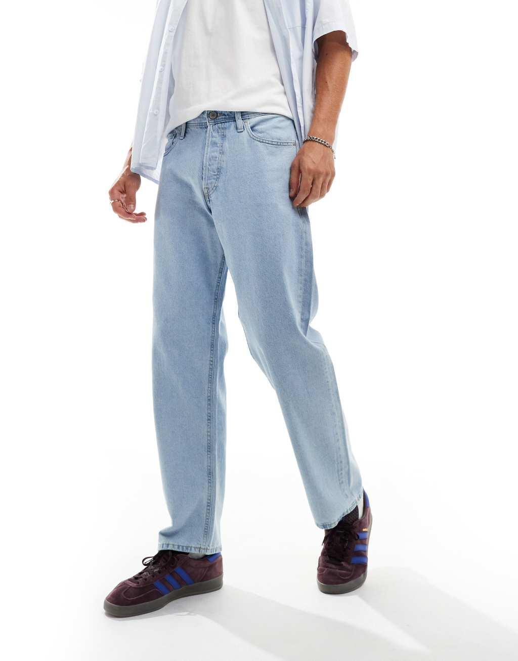 Jack & Jones Eddie loose fit jeans in light blue wash Product Image