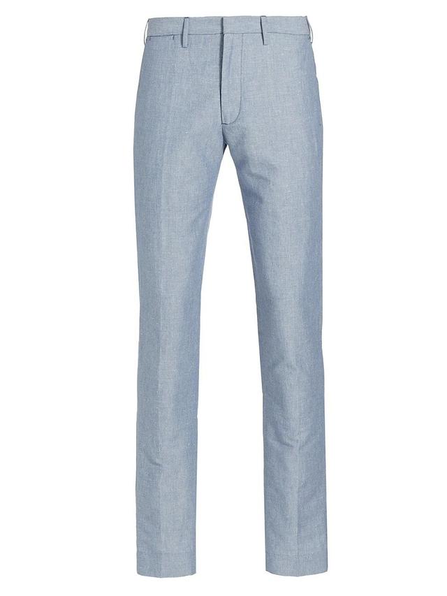 Mens Slim-Fit Chambray Trousers Product Image