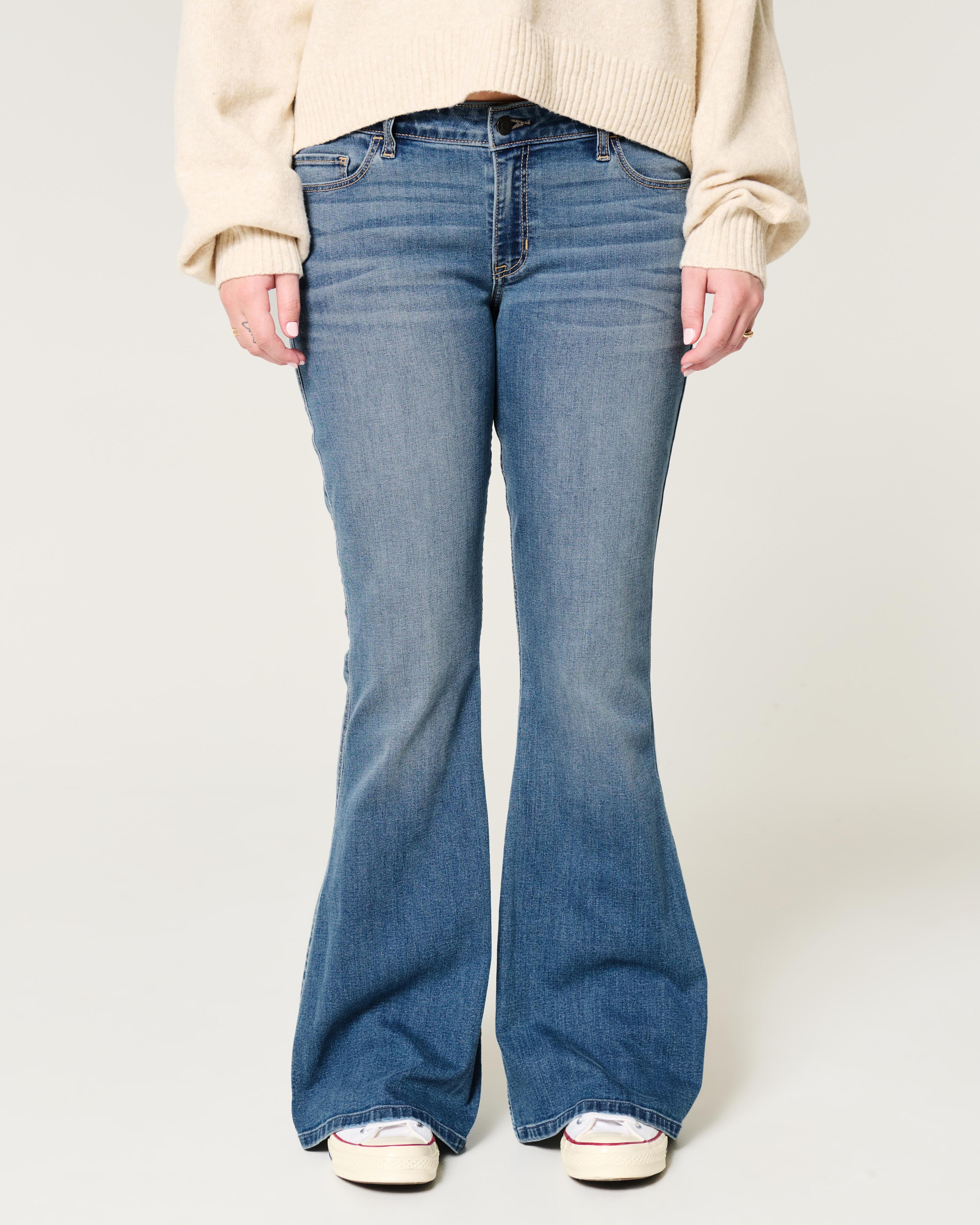 Low-Rise Medium Wash Flare Jeans Product Image