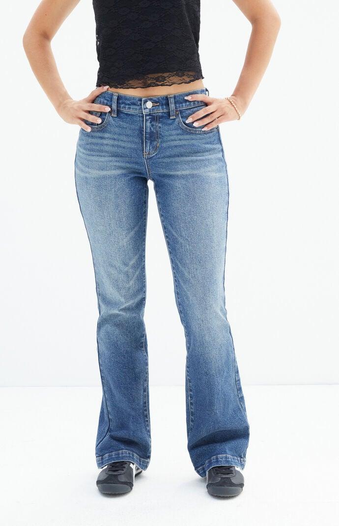 Women's Stretch Dark Indigo Low Rise Bootcut Jeans Product Image