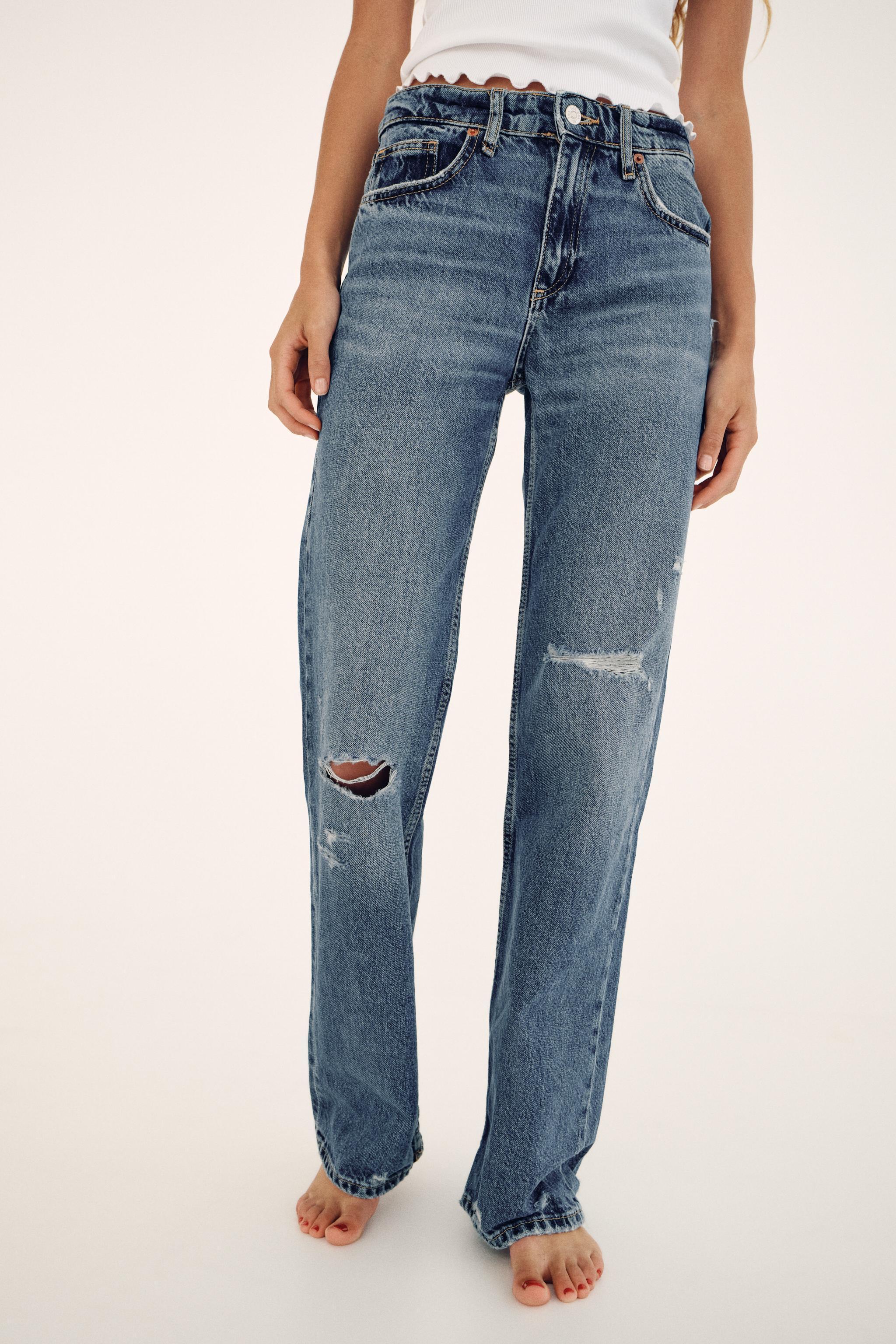 TRF MID-RISE WIDE LEG RIPPED JEANS Product Image