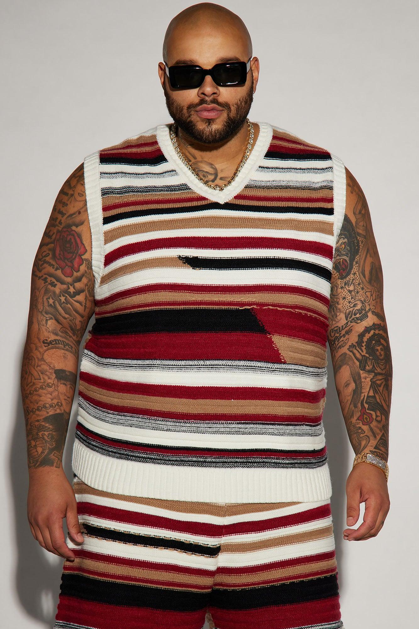 Striped Sweater Vest - Red/combo Product Image