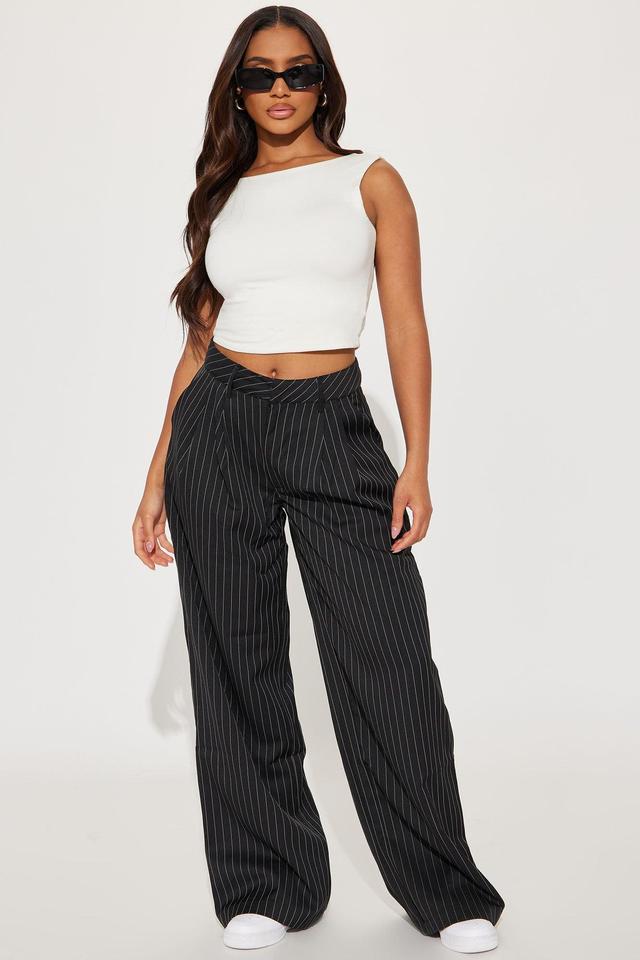 Let Me Behave Pinstripe Trouser - Black Product Image