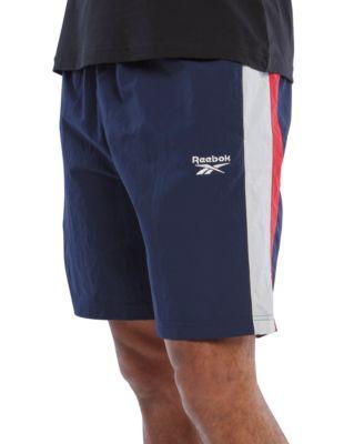 Reebok Mens Ivy League Regular-Fit Colorblocked Crinkled Shorts - Black/gray Product Image