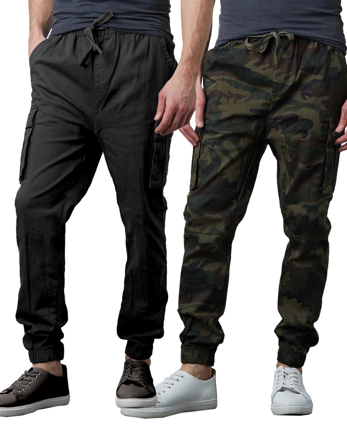 Galaxy By Harvic Mens Slim Fit Stretch Cargo Jogger Pants, Pack of 2 - Black Product Image