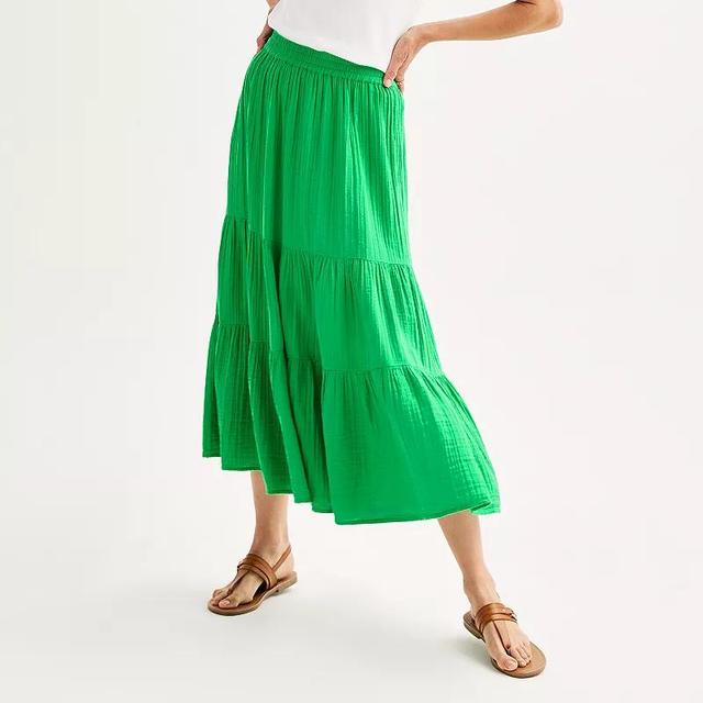 Womens Sonoma Goods For Life Tiered Long Midi Skirt Product Image