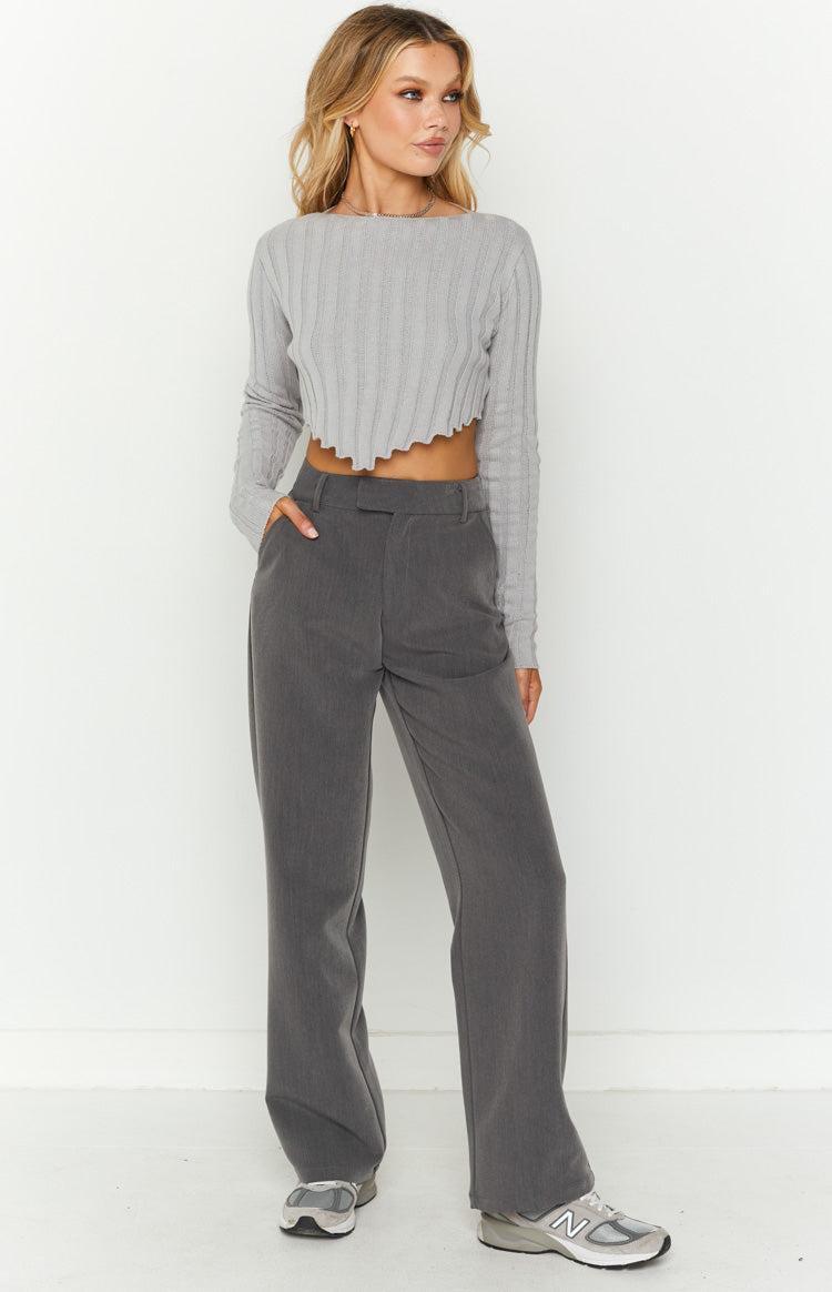 Kristin Grey Rib Sweater Product Image