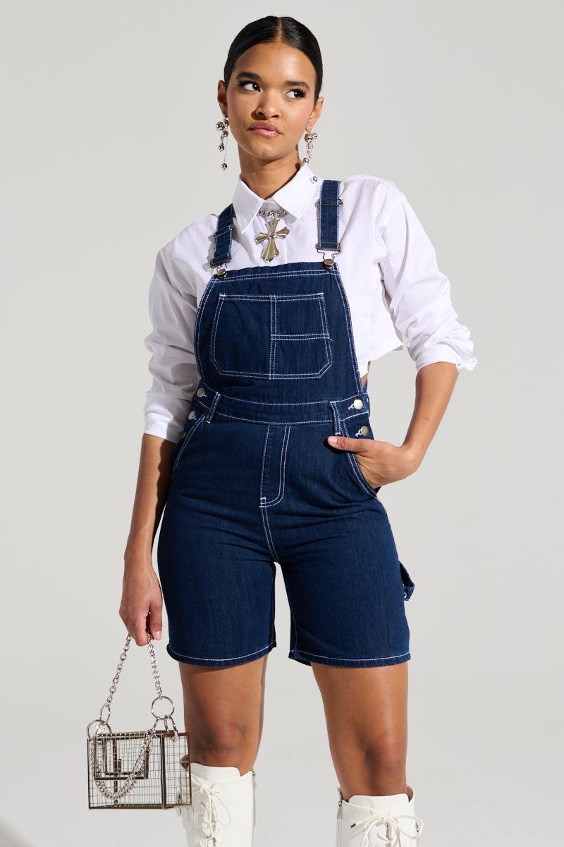 THROWING IT DOWN DENIM SHORT OVERALL Product Image