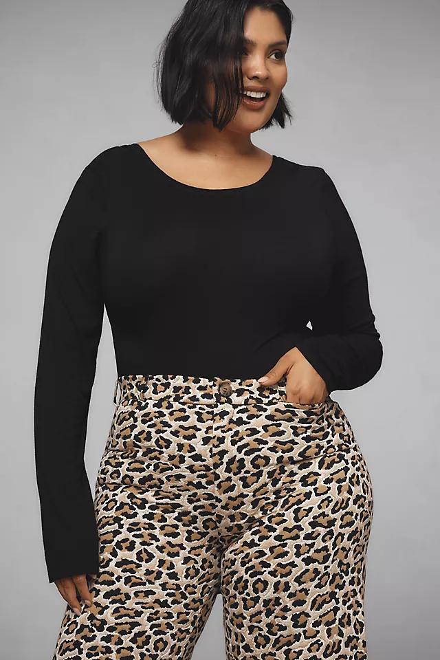 The Ettie High-Rise Crop Wide-Leg Pants by Maeve: Leopard Edition Product Image