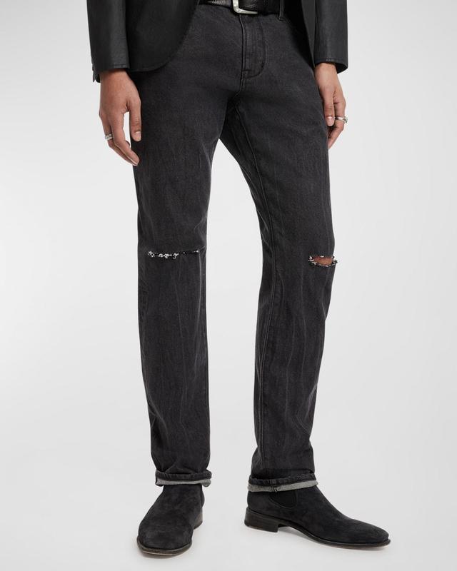 Mens J701 Distressed Straight-Leg Jeans Product Image