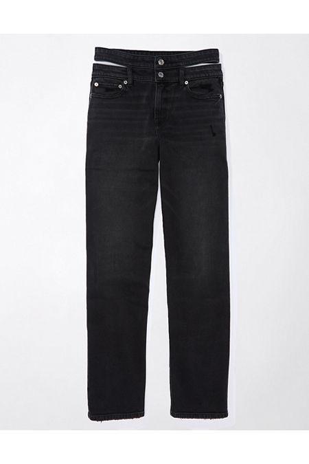 AE Stretch Super High-Waisted Baggy Straight Cut-Out Jean Womens Product Image