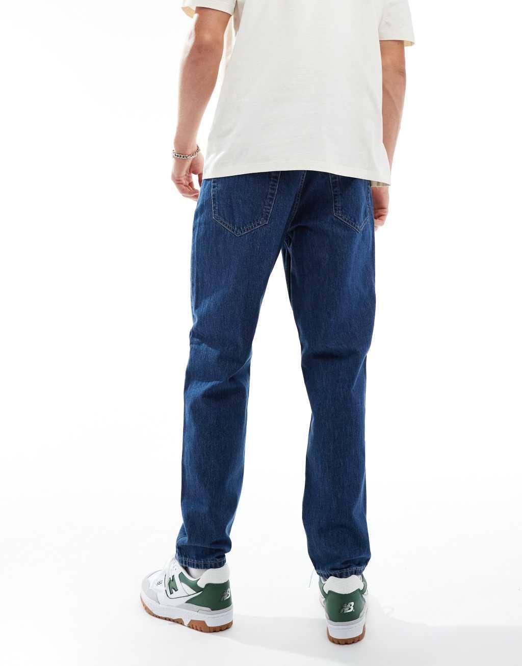 ONLY & SONS Tye loose tapered fit jeans in dark blue wash Product Image