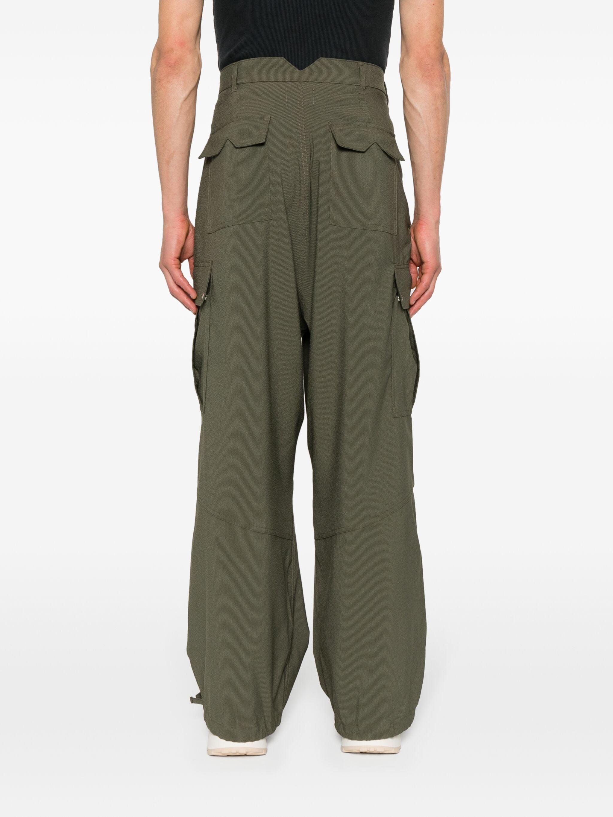 Pinstripe Straight-leg Cargo Pants In Green Product Image