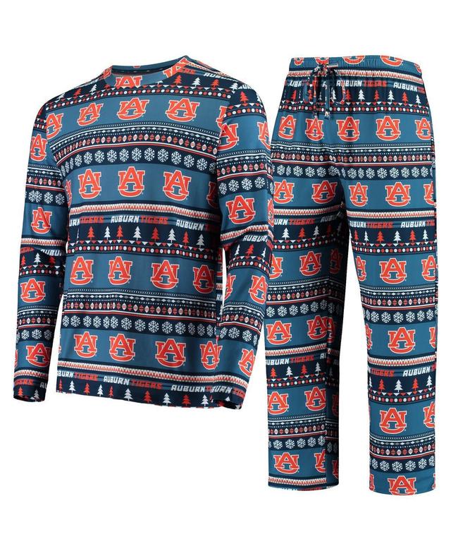 Mens Concepts Sport Auburn Tigers Ugly Sweater Knit Long Sleeve Top and Pant Set Blue Product Image