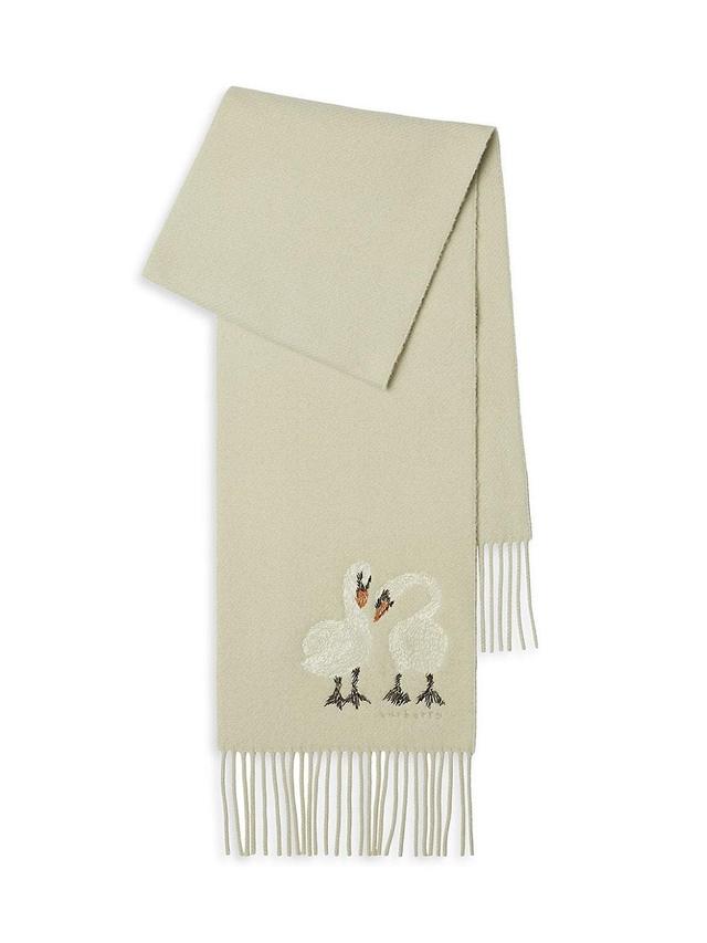 Womens Embroidered Goose Wool-Cashmere Scarf Product Image