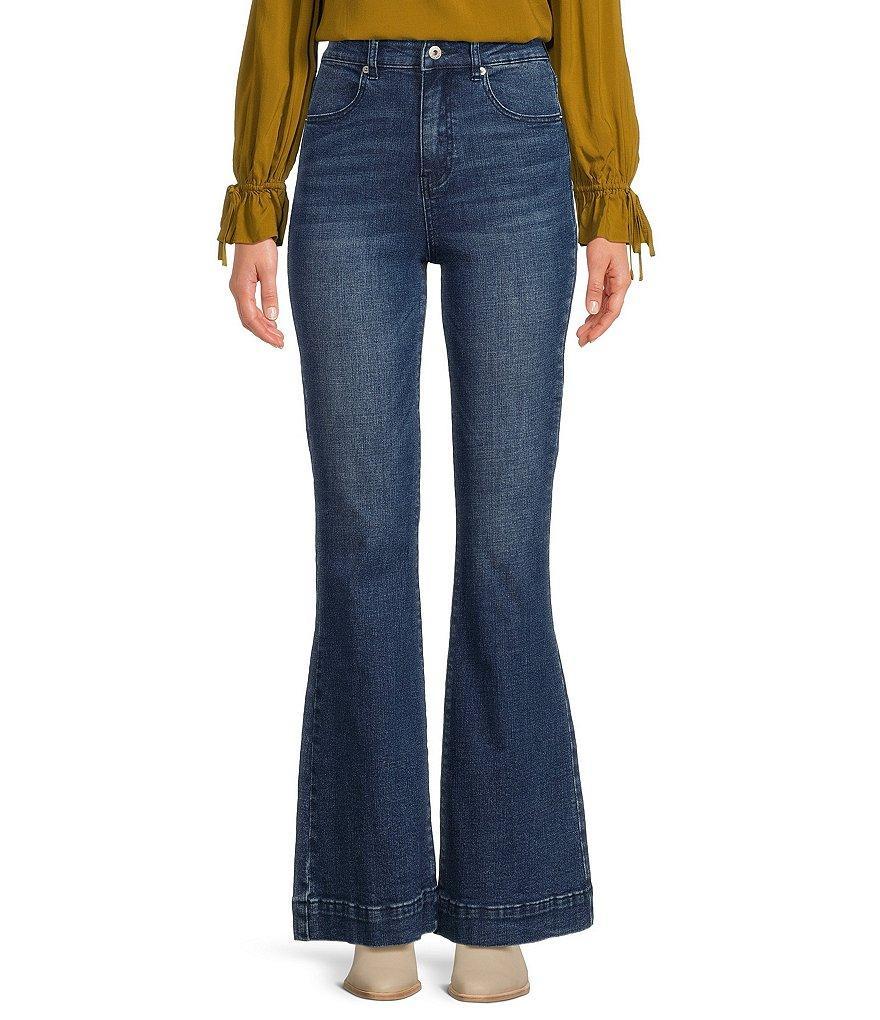 Chelsea & Violet High Rise Stretch Indigo Denim 4-Pocket Flare Jeans Product Image