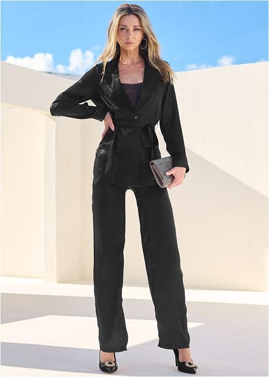 Satin Blazer And Pant Set Product Image