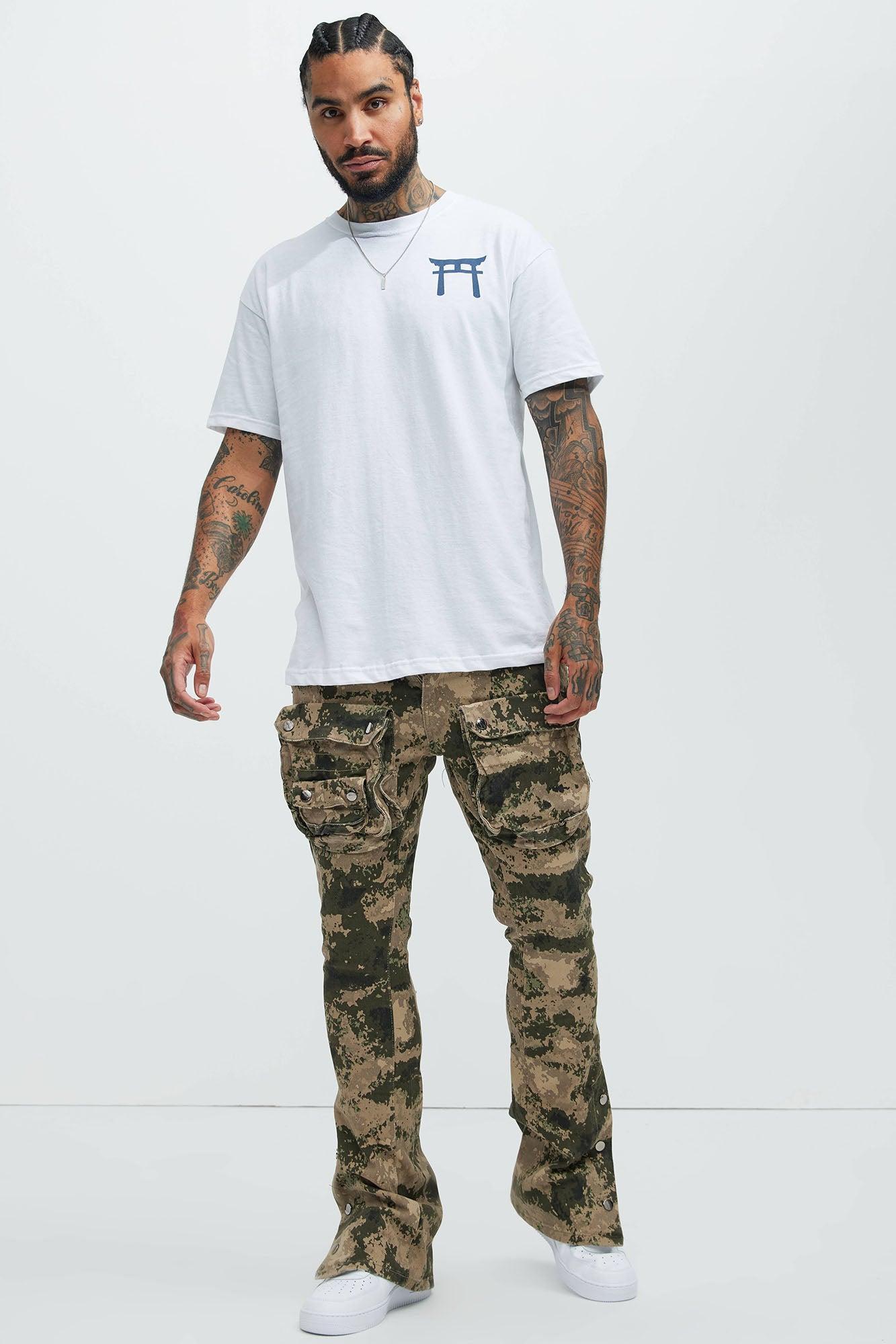 With The Hidden Camo Stacked Skinny Flare Pants - Camouflage Product Image