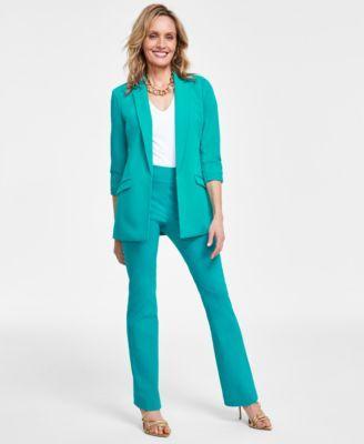 I.N.C. International Concepts Womens Menswear Blazer Mini Bootcut Pants Created For Macys Product Image