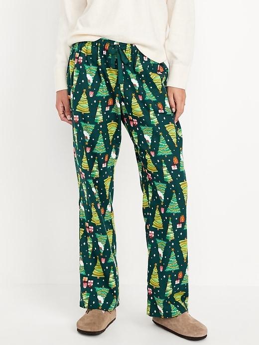 Mid-Rise Printed Flannel Pajama Pants Product Image