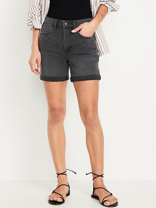 High-Waisted Wow Jean Shorts -- 5-inch inseam Product Image