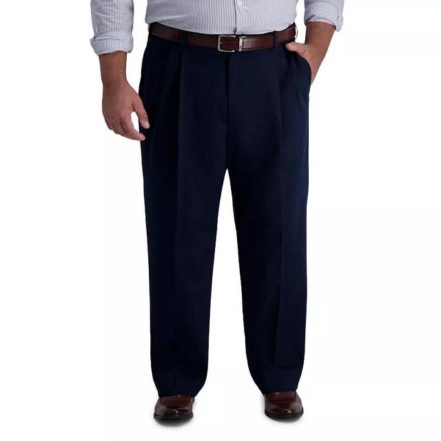 Big & Tall Haggar Iron-Free Premium Khaki Classic-Fit Pleat Pants, Mens Dark Blue Product Image