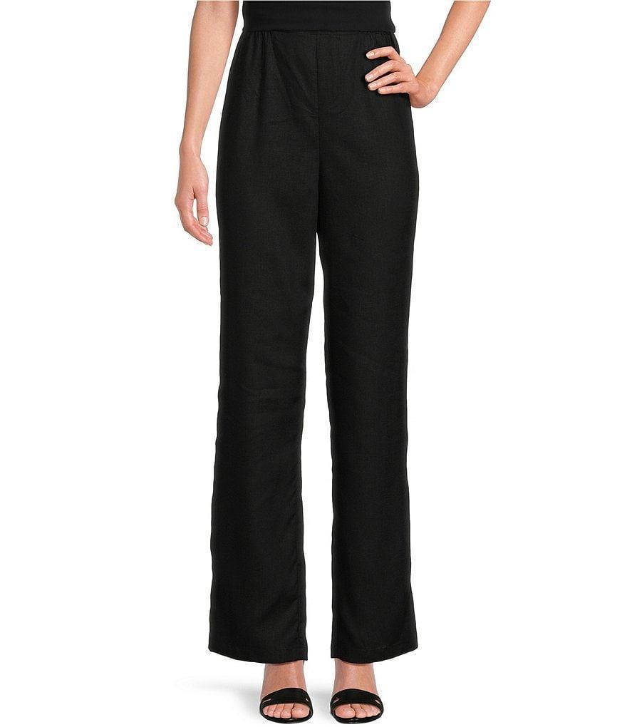 Caroline Rose Linen-Blend Pull-On Straight Leg Pants Product Image