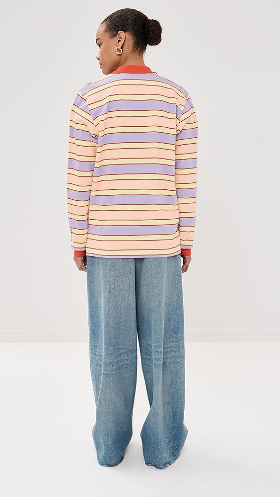 JW Anderson Striped Contrast Trim Polo Top | Shopbop Product Image