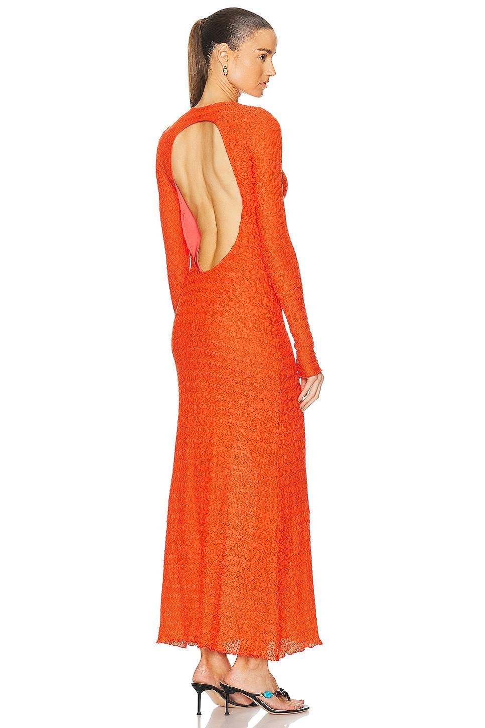 SIEDRES Lendi Open Back Textured Maxi Dress Orange. (also in 36). Product Image