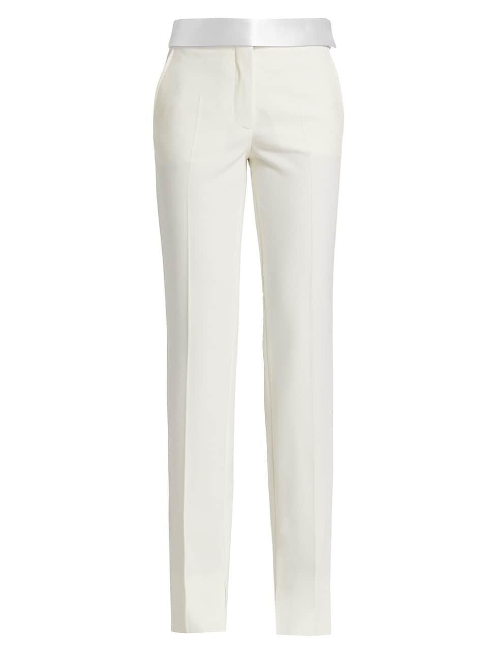 Womens Satin Waist Twill Slim-Fit Trousers Product Image