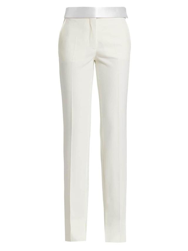 Womens Satin Waist Twill Slim-Fit Trousers Product Image