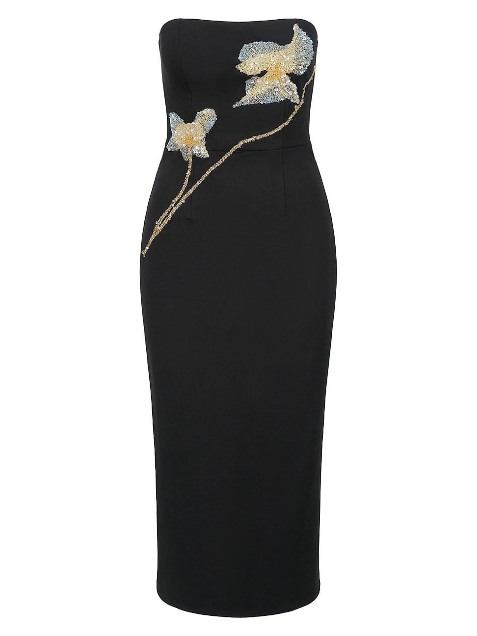 Womens Brooke Floral-Embellished Strapless Midi-Dress Product Image