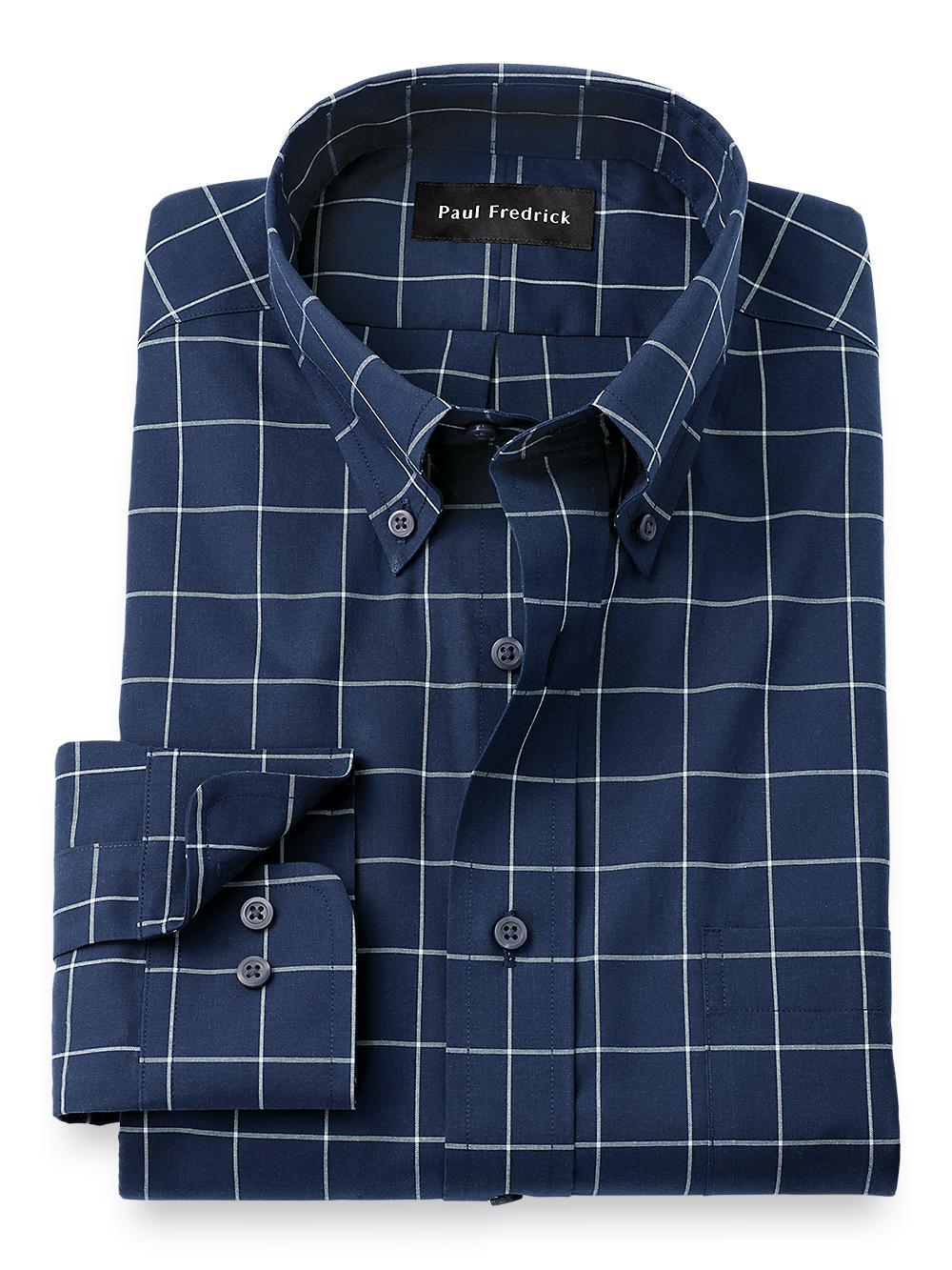 Non-iron Cotton Windowpane Dress Shirt Product Image