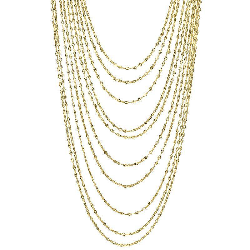 Stella Grace Sterling Silver Multistrand Chain Necklace, Womens Gold Product Image