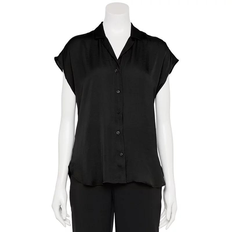 Womens Nine West Adaptive Short Sleeve Button Down Lapel Collar Shirt Product Image