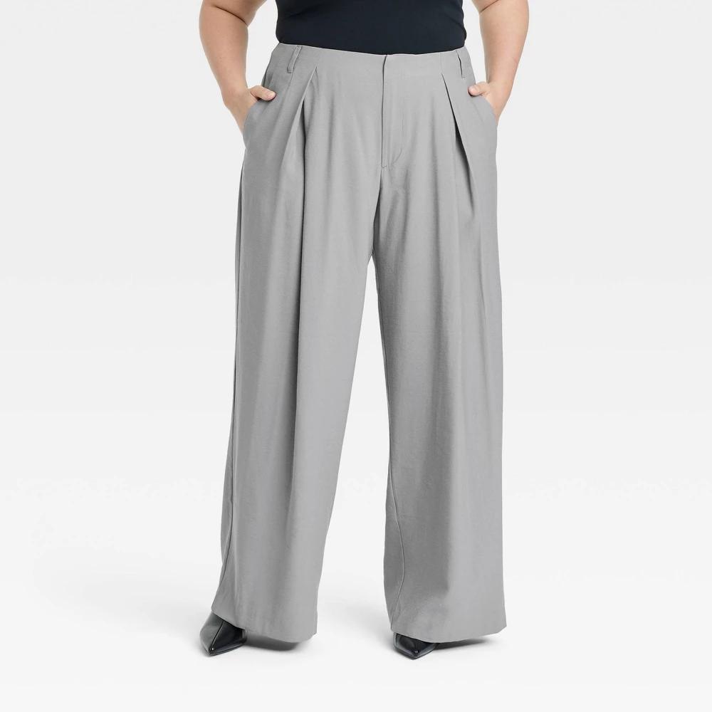 Womens High-Rise Wide Leg Pleated Front Trousers - A New Day 17 Product Image