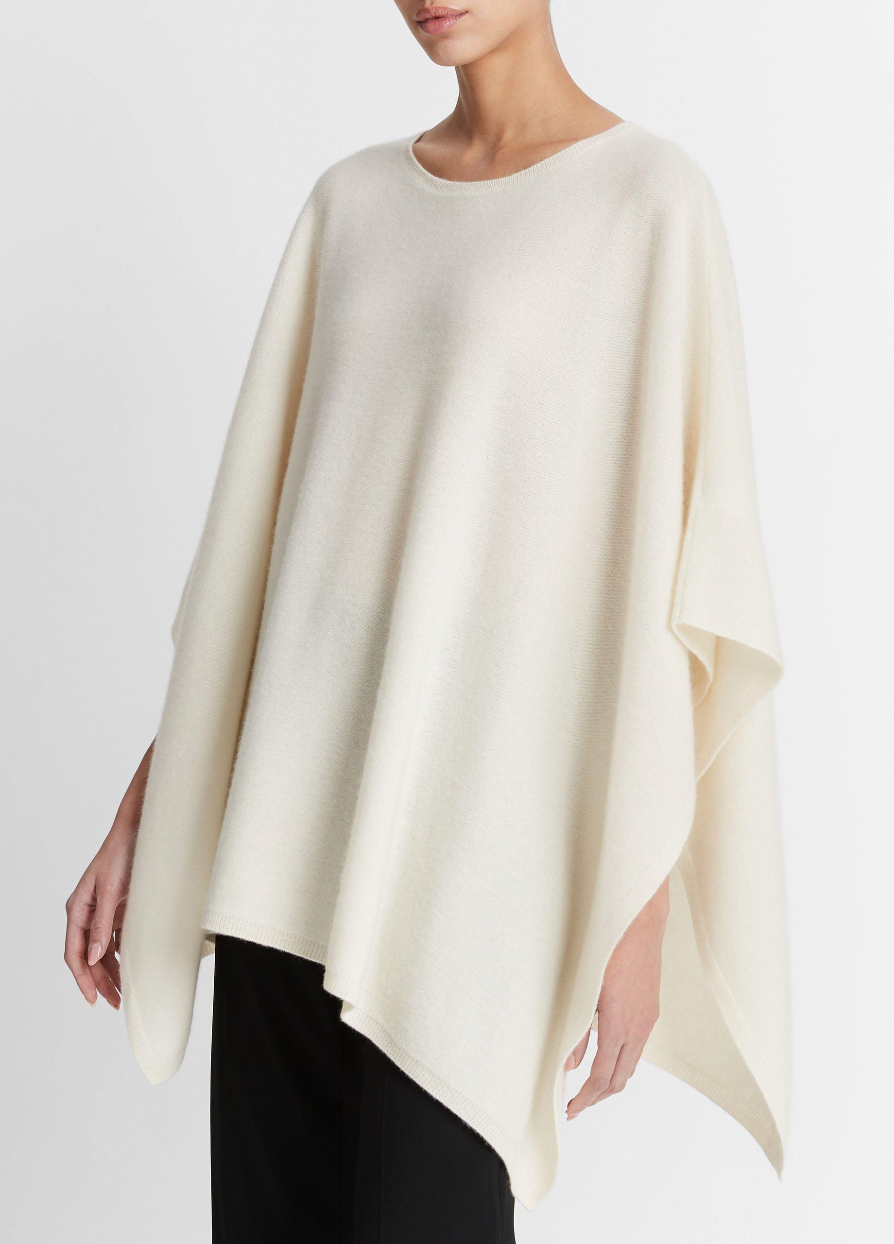 Reverse-Jersey Cashmere Boat-Neck Poncho Product Image