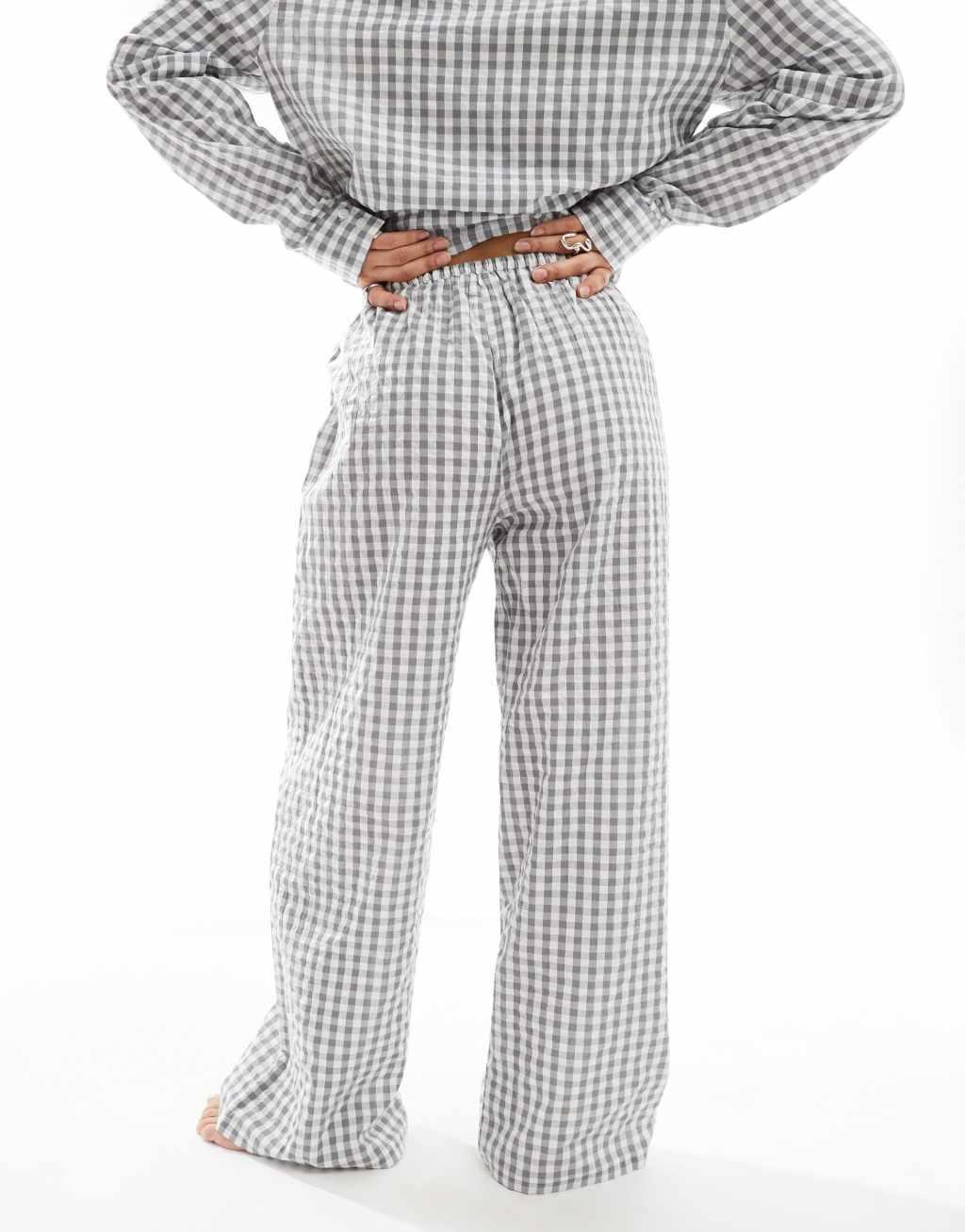 Luna Mix&Match oversized pajama bottoms in gray gingham  Product Image