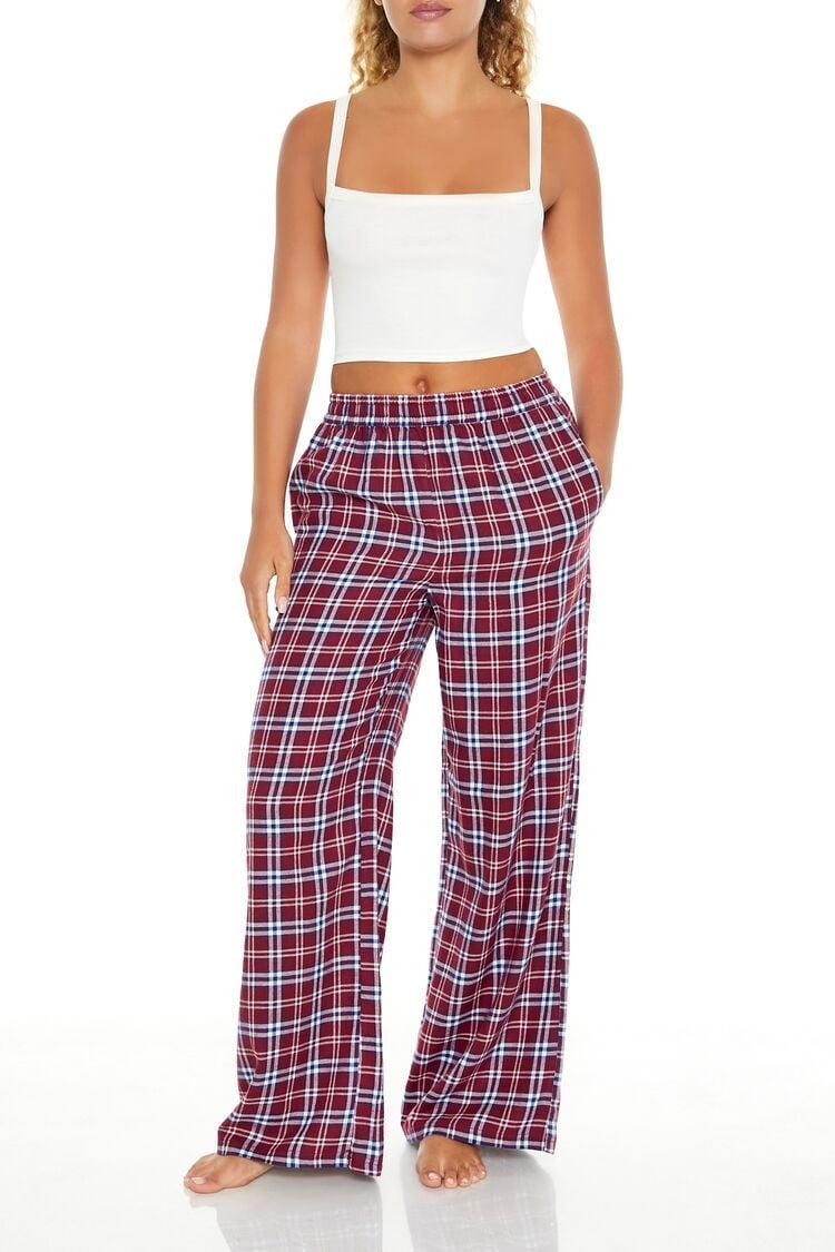 Plaid Wide-Leg Pajama Pants | Forever 21 product image