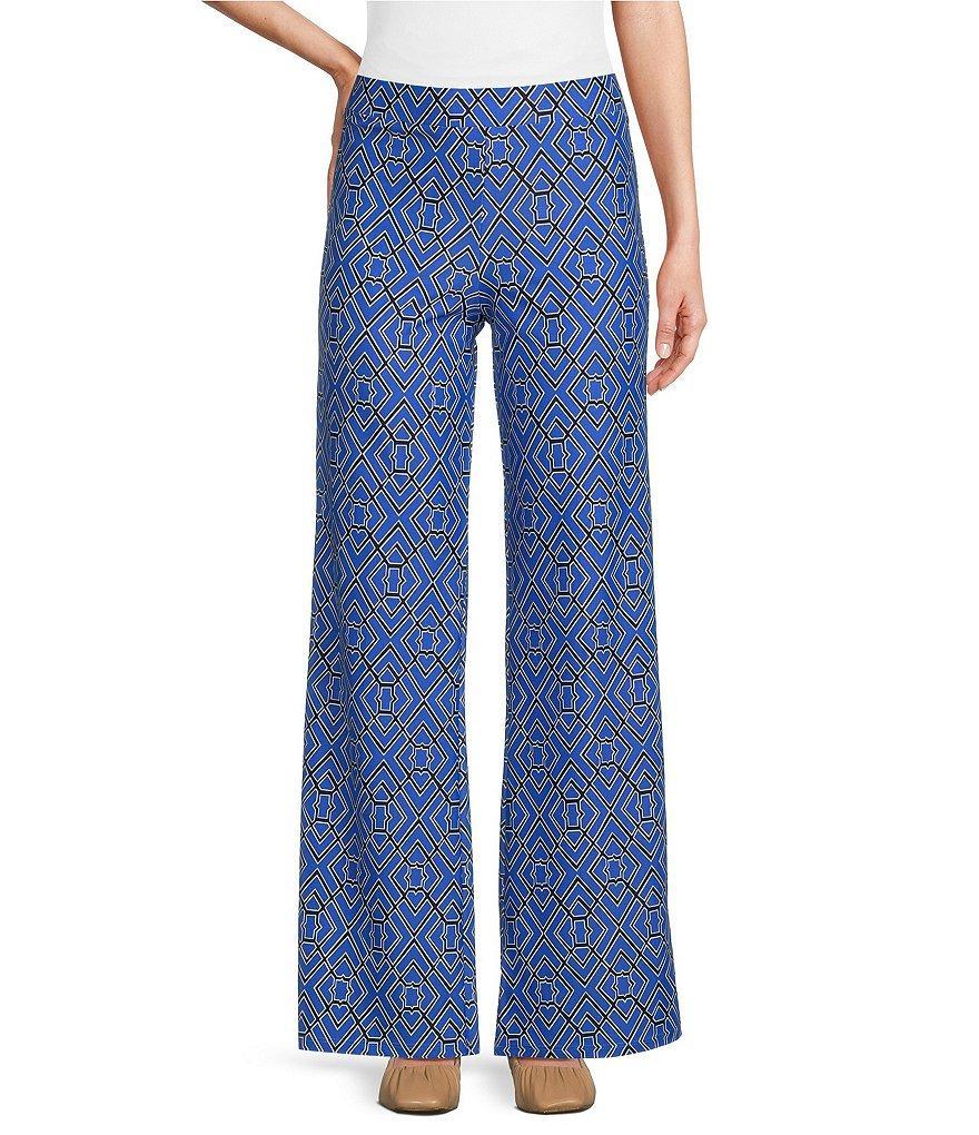 Jude Connally Trixie Jude Cloth Knit Garden Lattice Print Wide Leg Pull-On Pants Product Image