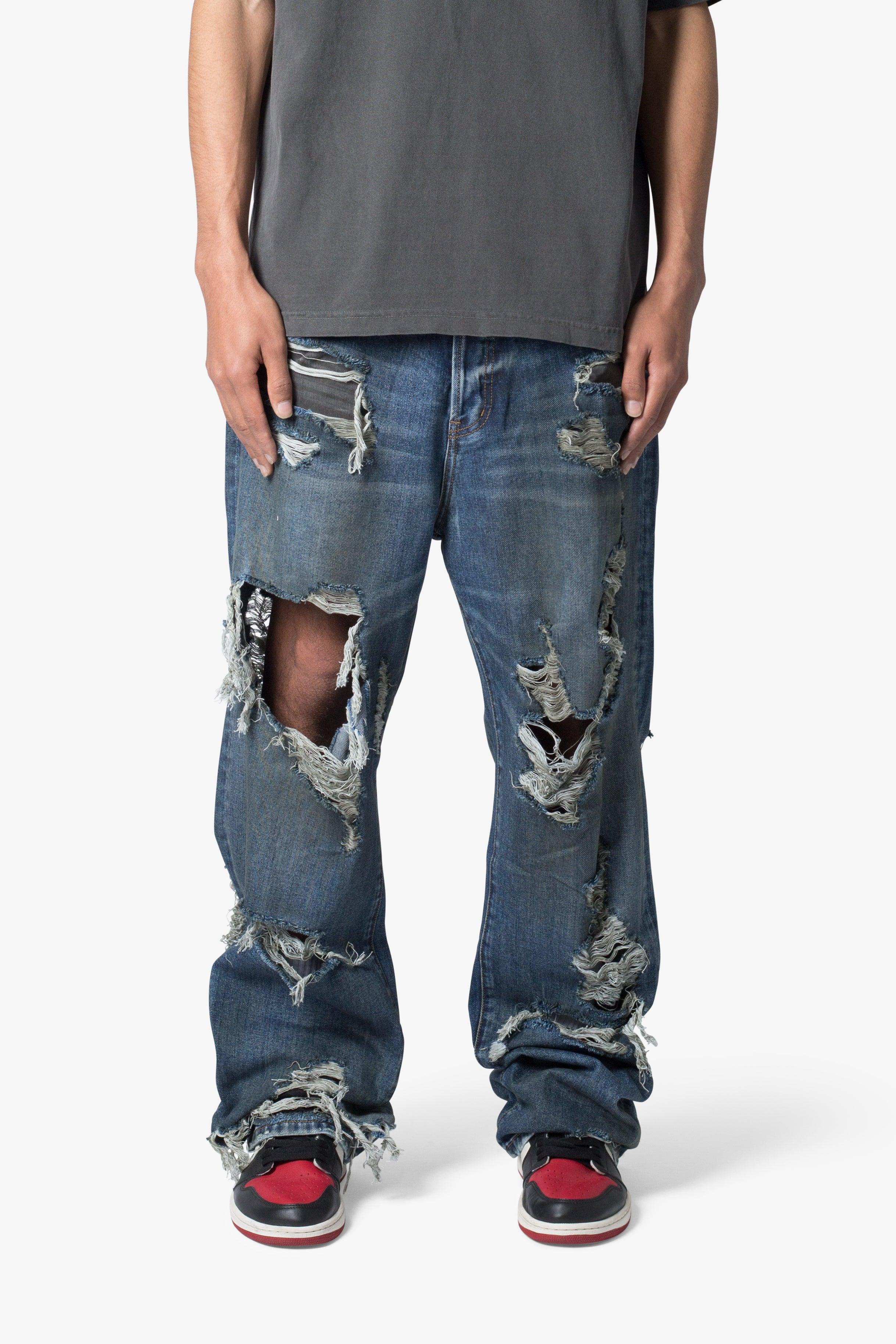 Ultra Baggy Decimated Denim - Blue Product Image