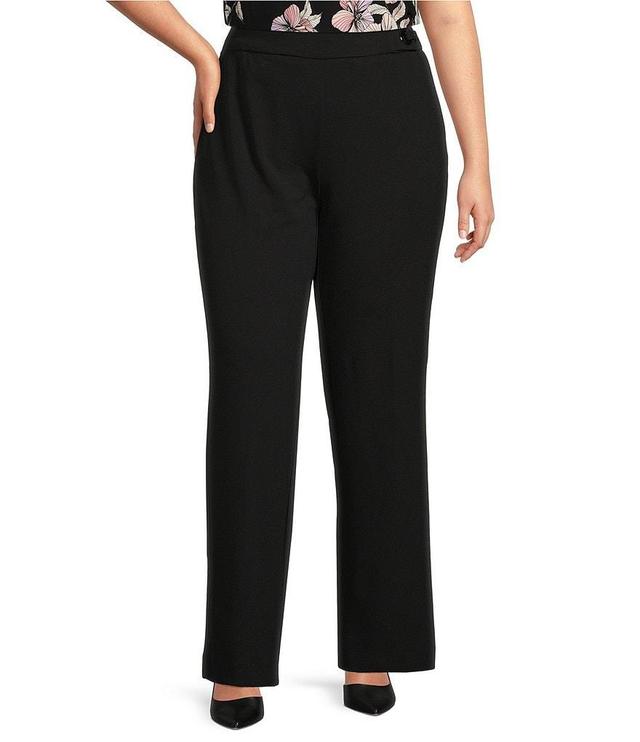 Kasper Plus Size Flat Front Twill Wide Leg Pull-On Pants Product Image