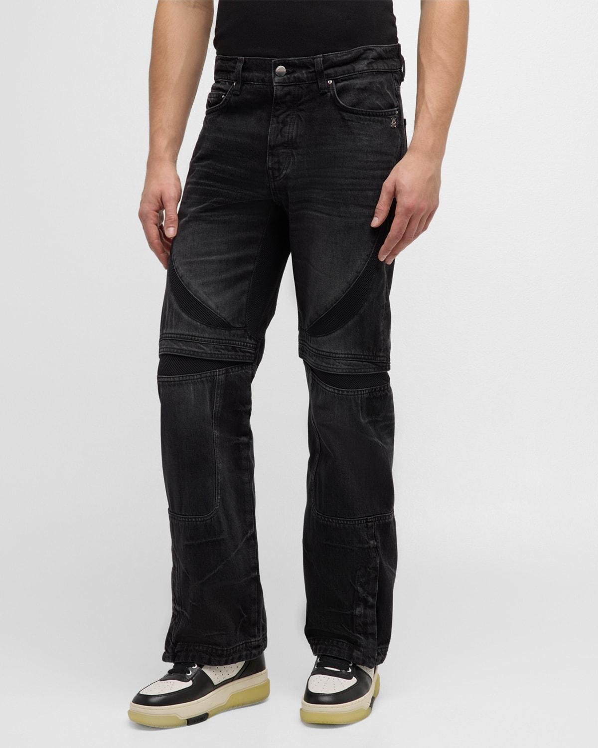 Mens Faded Jeans with Mesh Inserts Product Image