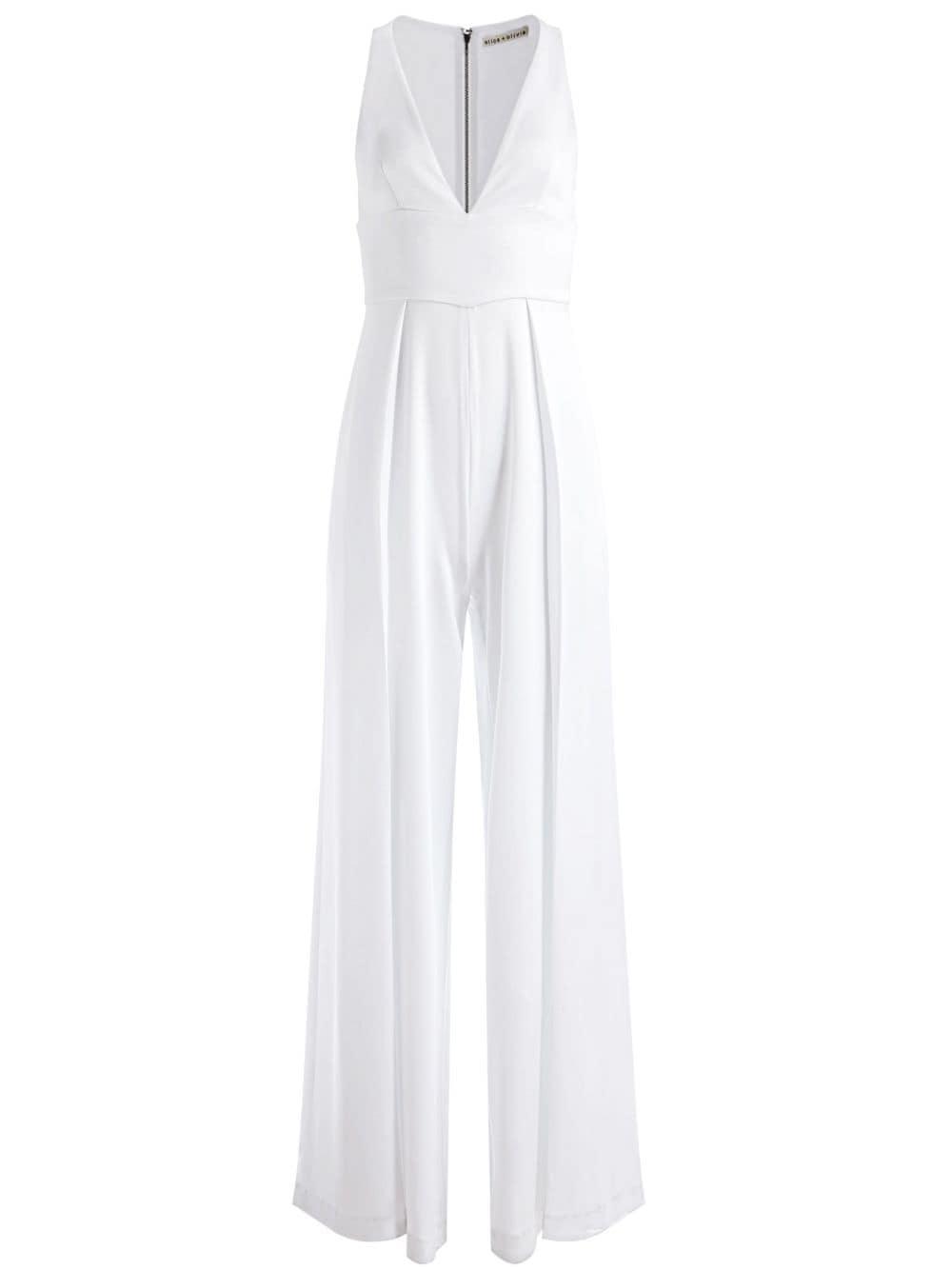 Myrtle Low V-neck Wide Jumpsuit In White Product Image