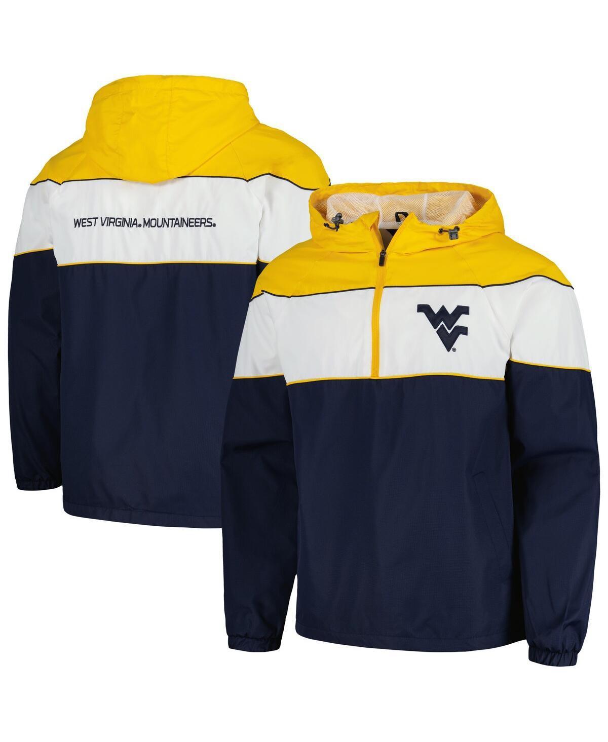 Mens G-III Sports by Carl Banks West Virginia Mountaineers Center Line Half-Zip Raglan Hoodie Jacket Blue Product Image