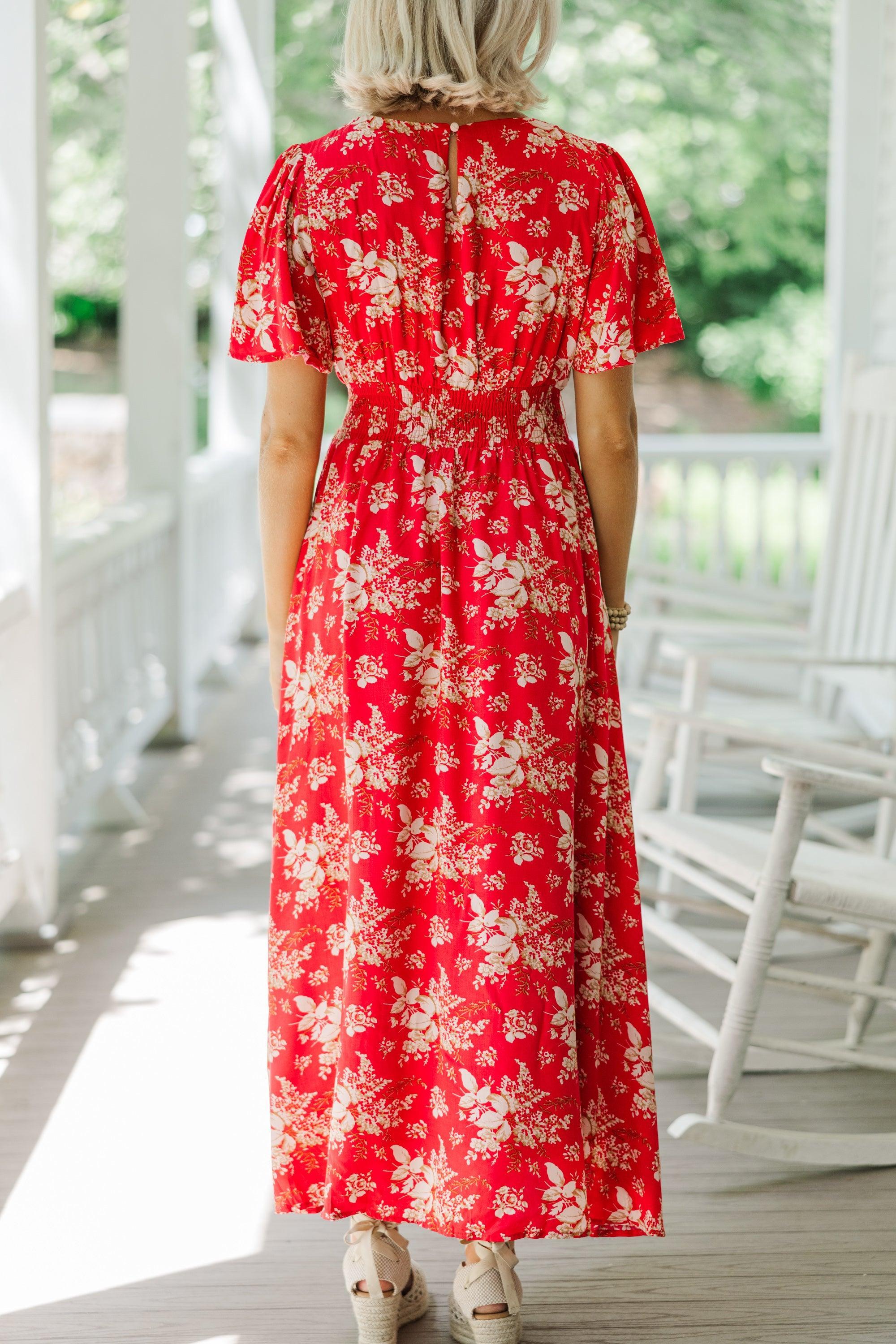 Keep You Close Red Floral Maxi Dress Female Product Image