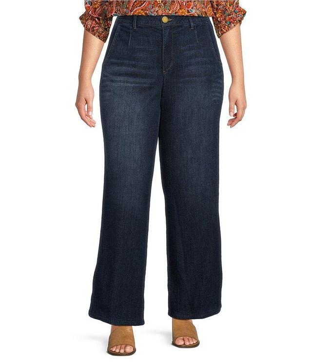 Democracy Plus Size #double;Ab#double;solution Sky Rise Wide Leg Tulip Hem Jeans Product Image